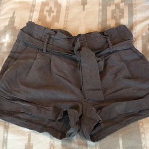 High waisted tie front shorts